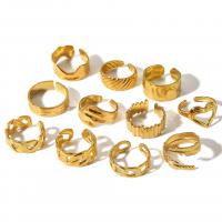 304 roestvrij staal Manchet Finger Ring, verstelbaar & verschillende stijlen voor de keuze & voor vrouw & met strass, Maat:6-8, Verkocht door PC