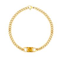 Acier titane bracelet, avec 1.2inch chaînes de rallonge, Placage de couleur d'or, styles différents pour le choix & pour femme & avec strass, Longueur:Environ 6.3 pouce, Vendu par PC