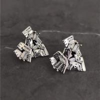 Zinc Alloy Stud Earring Heart silver color plated fashion jewelry & for woman nickel lead & cadmium free Sold By Pair