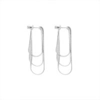 Fashion Fringe Earrings, Brass, silver color plated, fashion jewelry & for woman, nickel, lead & cadmium free, 62x3.20mm, Sold By Pair