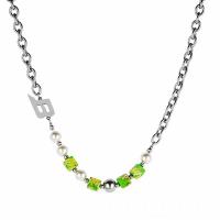 Titanstahl Halskette, mit Glasperlen, mit Verlängerungskettchen von 5cm, Modeschmuck & für den Menschen, originale Farbe, Länge:ca. 49 cm, verkauft von PC