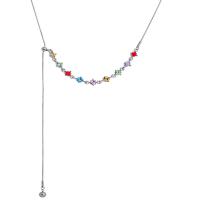 Titanstahl Halskette, mit Zinklegierung, mit Verlängerungskettchen von 6cm, Modeschmuck & Micro pave Zirkonia & für Frau, originale Farbe, Länge:ca. 42 cm, verkauft von PC