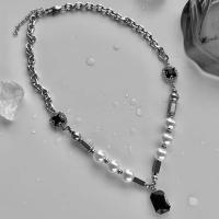 Titanstahl Halskette, mit Kunststoff Perlen, mit Verlängerungskettchen von 5cm, Modeschmuck & für Frau, originale Farbe, Länge:ca. 44.5 cm, verkauft von PC