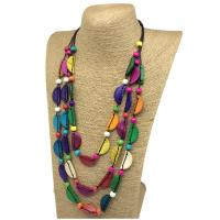 Дерево ожерелье, деревянный, Связанный вручную, ювелирные изделия моды & Женский, разноцветный, Продан через 78 см Strand