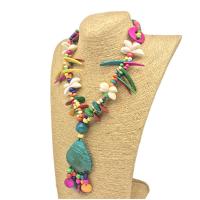 Дерево ожерелье, деревянный, Связанный вручную, ювелирные изделия моды & Женский, Много цветов для выбора, Продан через 80 см Strand