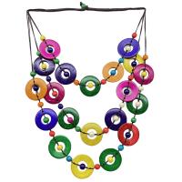 colar de madeira, joias de moda & para mulher, multi colorido, 150mm, vendido para 75 cm Strand