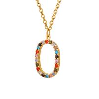 Cubic Zircon Micro Pave Brass Necklace with 5cm extender chain fashion jewelry & micro pave cubic zirconia & for woman multi-colored Length 45 cm Sold By PC