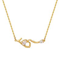 Titanstahl Halskette, mit Verlängerungskettchen von 5cm, Modeschmuck & Micro pave Zirkonia & für Frau, keine, 15x40mm, Länge:42 cm, verkauft von PC