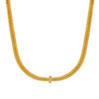 Titanstahl Halskette, mit Verlängerungskettchen von 5cm, Modeschmuck & Micro pave Zirkonia & für Frau, goldfarben, Länge 40 cm, verkauft von PC