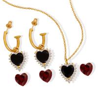 النحاس مجموعة مجوهرات, قرط & قلادة, مع كوارتز الطبيعية, مجوهرات الموضة & أنماط مختلفة للاختيار & للمرأة, المزيد من الألوان للاختيار, Pendantuff1a40+5cm,Earrings:3.4cm, تباع بواسطة PC