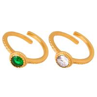 Titanium Čelik Finger Ring, s Stakleni kamen, modni nakit & za žene & s kubni cirkonij, više boja za izbor, 17*7.7mm, Veličina:7, Prodano By PC