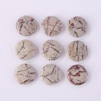 Natural Gemstone Cabochons, Chinese Painting Stone, Flat Round, DIY, mixed colors, 8x30mm, Sold By PC