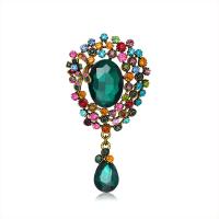 Tibetan Style Brooches, with Crystal & Rhinestone, gold color plated, vintage & fashion jewelry & for woman, more colors for choice, nickel, lead & cadmium free, 44x83mm, Sold By PC
