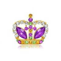 Zinc Alloy Brooches with Rhinestone Crown gold color plated fashion jewelry & Unisex mixed colors nickel lead & cadmium free Sold By PC