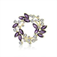 Tibetan Style Brooches, with Crystal & Rhinestone, gold color plated, fashion jewelry & Unisex & hollow, more colors for choice, nickel, lead & cadmium free, 43x40mm, Sold By PC