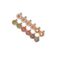 Zinc Alloy Enamel Pendants Daisy gold color plated DIY Approx Sold By Bag