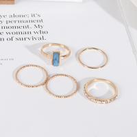 Ensemble d’anneau en alliage de zinc, bijoux de mode & pavé de micro zircon & pour femme, protéger l'environnement, sans nickel, plomb et cadmium, 17mm, Vendu par fixé