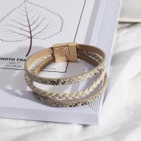 Zinc Alloy Bracelet with leather cord fashion jewelry & multilayer & for woman nickel lead & cadmium free Length Approx 7.48 Inch Sold By PC