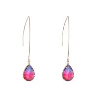 Zinc Alloy Drop Earrings with Glass fashion jewelry & for woman nickel lead & cadmium free Sold By Pair