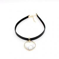 Collar Necklace Zinc Alloy with Howlite & leather cord fashion jewelry & for woman nickel lead & cadmium free Length Approx 12.59 Inch Sold By PC