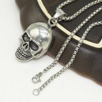 Stainless Steel Jewelry Necklace 316 Stainless Steel with Titanium Steel Skull fashion jewelry & for man original color nickel lead & cadmium free Length Approx 23.62 Inch Sold By PC