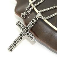 Stainless Steel Jewelry Necklace, 316 Stainless Steel, with Titanium Steel, Cross, fashion jewelry & for man, original color, nickel, lead & cadmium free, 30x53x6mm, Length:Approx 23.62 Inch, Sold By PC