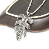 Stainless Steel Jewelry Necklace, 316 Stainless Steel, with Titanium Steel, Leaf, fashion jewelry & for man, original color, nickel, lead & cadmium free, Length:Approx 23.62 Inch, Sold By PC