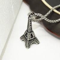 Stainless Steel Jewelry Necklace, 316 Stainless Steel, Eiffel Tower, fashion jewelry & for man, original color, nickel, lead & cadmium free, Length:Approx 23.62 Inch, Sold By PC