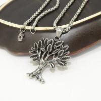 Stainless Steel Jewelry Necklace, 316 Stainless Steel, with Titanium Steel, Tree, fashion jewelry & for man, original color, nickel, lead & cadmium free, Length:Approx 23.62 Inch, Sold By PC