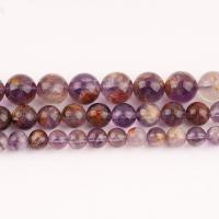 Natürlicher Quarz Perlen Schmuck, Lila+Phantom+Quarz, rund, poliert, DIY & verschiedene Größen vorhanden, violett, verkauft per ca. 38 cm Strang