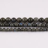 Labradorit Perlen, rund, poliert, DIY & verschiedene Größen vorhanden, schwarz, verkauft per ca. 38 cm Strang