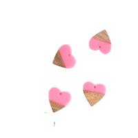 Wood Pendants with Resin Heart DIY pink 25mm Approx Sold By Bag