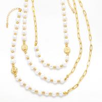 Messing Halskette, mit Kunststoff Perlen, mit Verlängerungskettchen von 5cm, plattiert, Modeschmuck & verschiedene Muster für Wahl, keine, frei von Nickel, Blei & Kadmium, Länge:41.5 cm, verkauft von PC