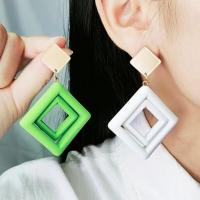 Acrylic Jewelry Earring Rhombus painted fashion jewelry & for woman & hollow Sold By Pair