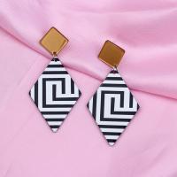 Acrylic Jewelry Earring Rhombus painted fashion jewelry & for woman Sold By Pair