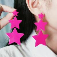 Acrylic Jewelry Earring, Star, painted, fashion jewelry & for woman, more colors for choice, 80x42mm, Sold By Pair