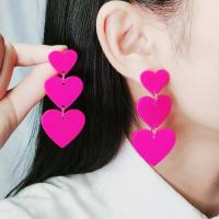 Acrylic Jewelry Earring Heart painted fashion jewelry & for woman Sold By Pair