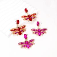 Zinc Alloy Stud Earring Bee plated fashion jewelry & for woman & with rhinestone nickel lead & cadmium free Sold By Pair