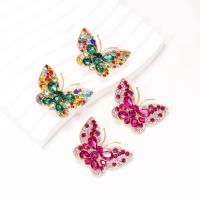 Zinc Alloy Stud Earring Butterfly fashion jewelry & for woman & with rhinestone nickel lead & cadmium free Sold By Pair