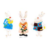 Zinc Alloy Brooches Rabbit plated & enamel & with rhinestone Sold By PC