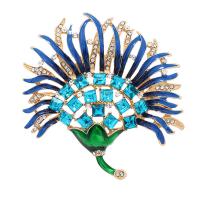 Zinc Alloy Brooches plated for woman & enamel & with rhinestone blue Sold By PC