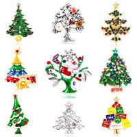 Christmas Brooches Zinc Alloy plated & for woman & enamel & with rhinestone Sold By PC