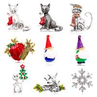 Christmas Brooches, Tibetan Style, with Plastic Pearl, plated, different styles for choice & for woman & enamel & with rhinestone, more colors for choice, Sold By PC
