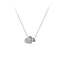 Cubic Zircon Micro Pave 925 Sterling Silver Necklace with 5CM extender chain Heart plated micro pave cubic zirconia & for woman Length Approx 45 cm Sold By PC