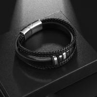 Lederband Armband, Zinklegierung, mit Synthetisches Leder, Modeschmuck & für den Menschen, keine, frei von Nickel, Blei & Kadmium, verkauft von PC