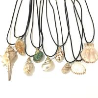 Shell Necklace, with Wax Cord, with 2inch extender chain, Unisex & different styles for choice, Length:Approx 17.7 Inch, Sold By PC