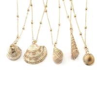 Tibetan Style Necklace, with Shell, gold color plated, different styles for choice & for woman, Length:Approx 17.7 Inch, Sold By PC