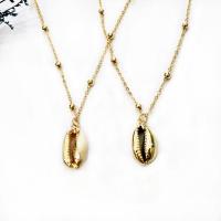 Shell Necklace, with Tibetan Style, gold color plated, Bohemian style & different styles for choice & for woman, Length:17.7 Inch, Sold By PC
