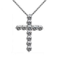 Titanium Steel Necklace with Zinc Alloy Cross Unisex & with rhinestone original color Sold By PC