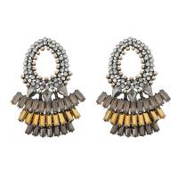 Zinc Alloy Drop Earring with acrylic rhinestone Geometrical Pattern plated Bohemian style & for woman Sold By Pair